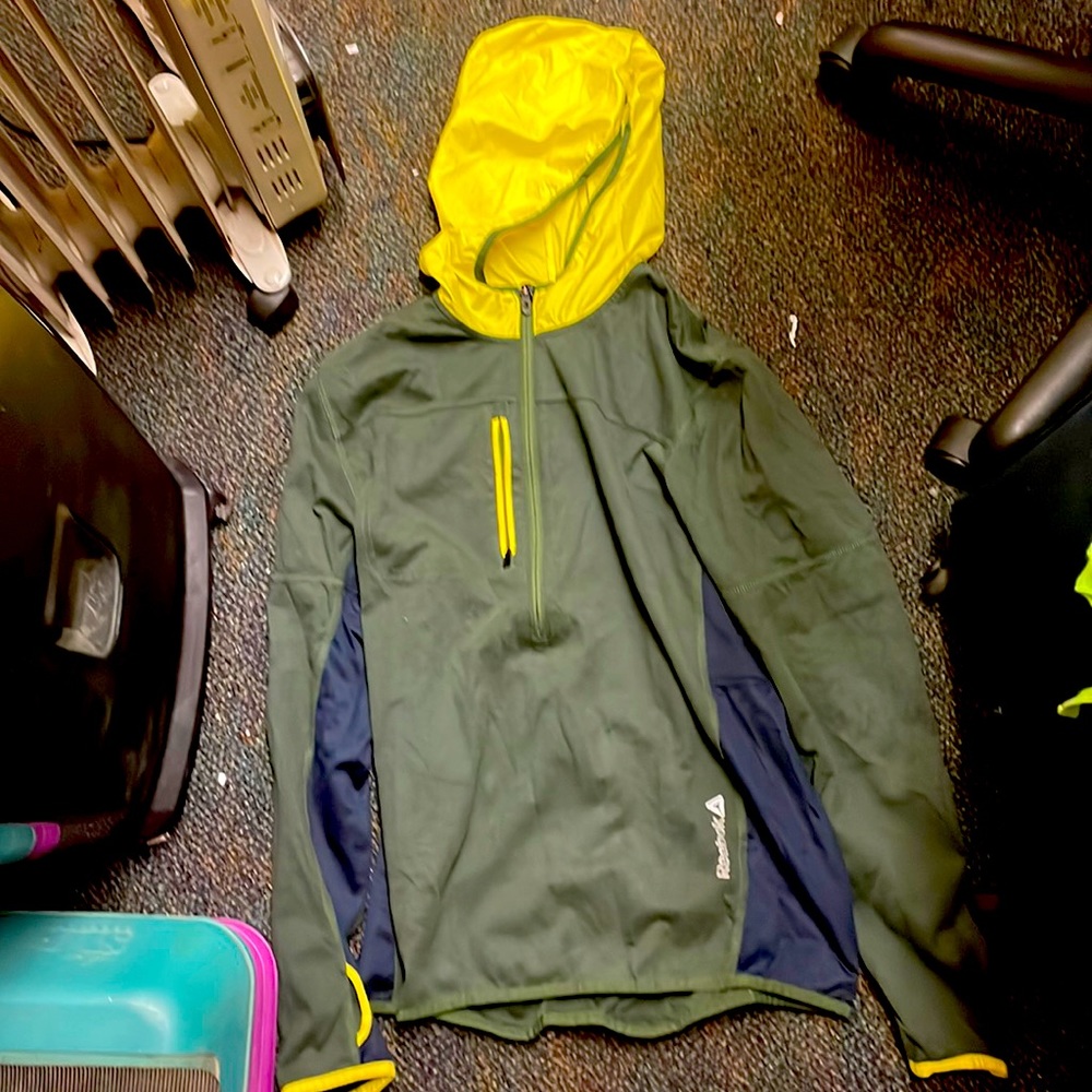 Green sweater with hood